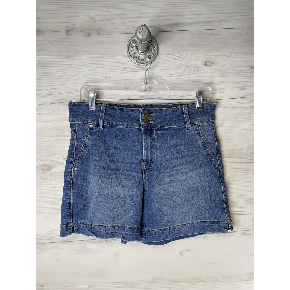 d.jeans Womens High Rise Blue Denim Shorts Size 8 Double Button‎ Stretch 6411
